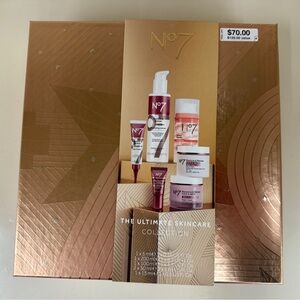 The ultra skin care collection No7 cleanser serum sunscreen night cream mask